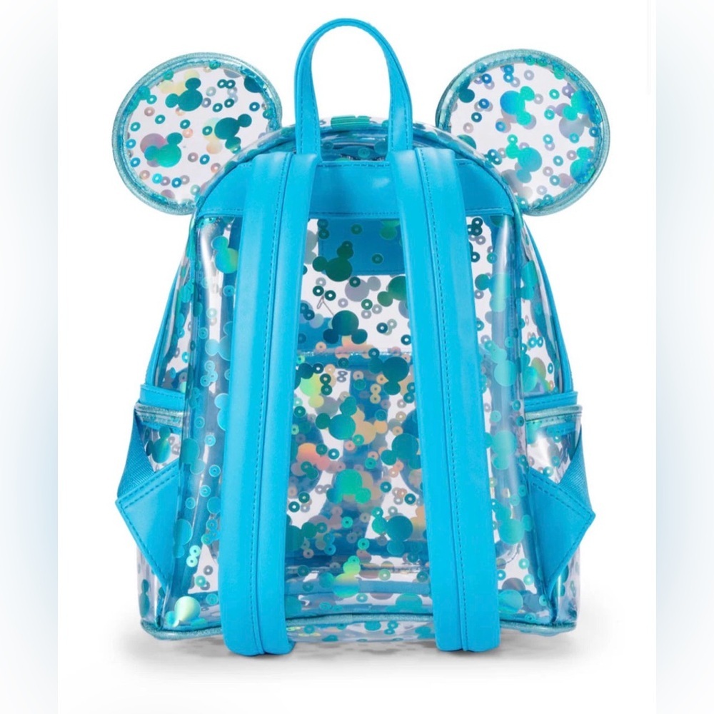 Disney Loungefly Mickey Mouse Icon Clear Blue Mini Backpack - Picture 3 of 3